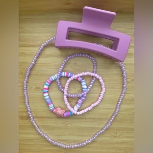 Pink and purple turtle set with matching hair clip